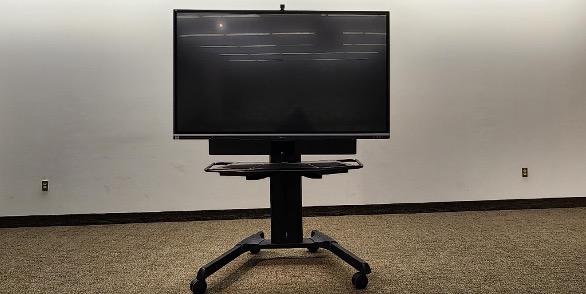 Users can meet anywhere and collaborate with this mobile meeting room on a cart.